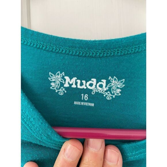 Mudd teal w/gold elephant graphic long sleeve top 16 - Picture 2 of 4